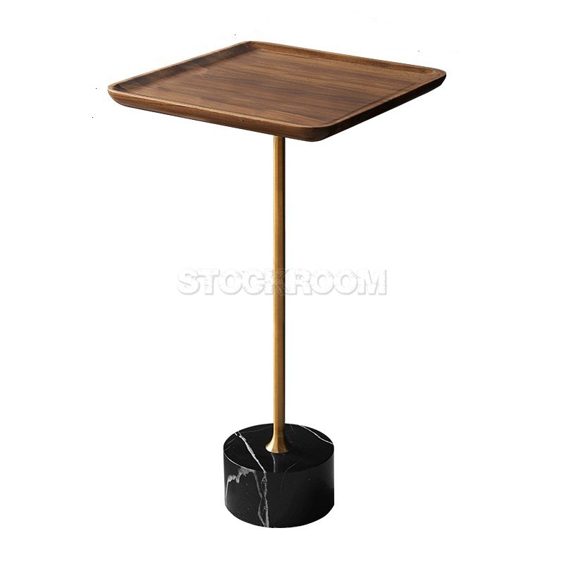 Safia Contemporary Side Table With Black Marble Base - Square Top