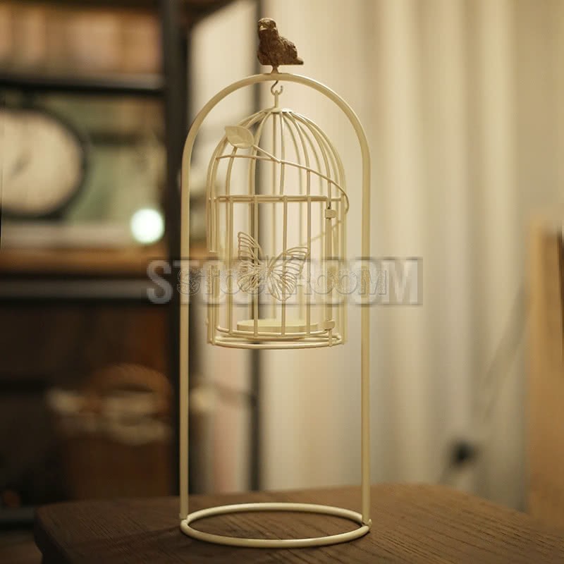 Sparrow birdcage candle stand