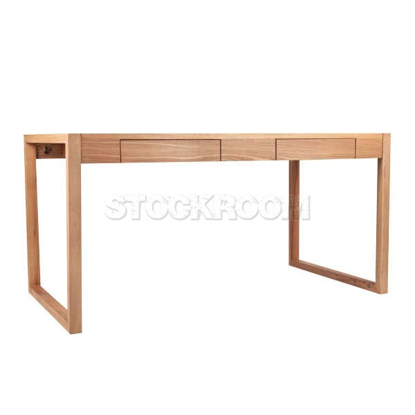 STOCKROOM Solid Oak Wood Working Desk with Drawer