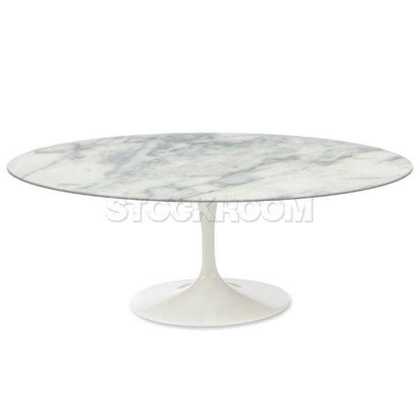 Tulip Style Oval Coffee Table - Marble