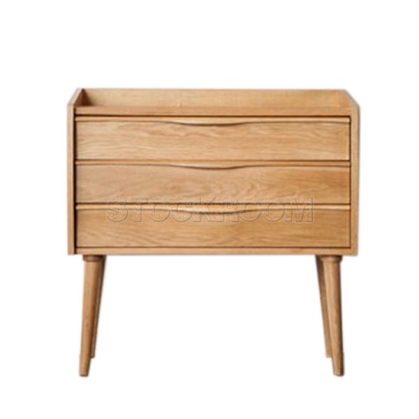 Viann Solid Oak Wood 3 Drawers Table