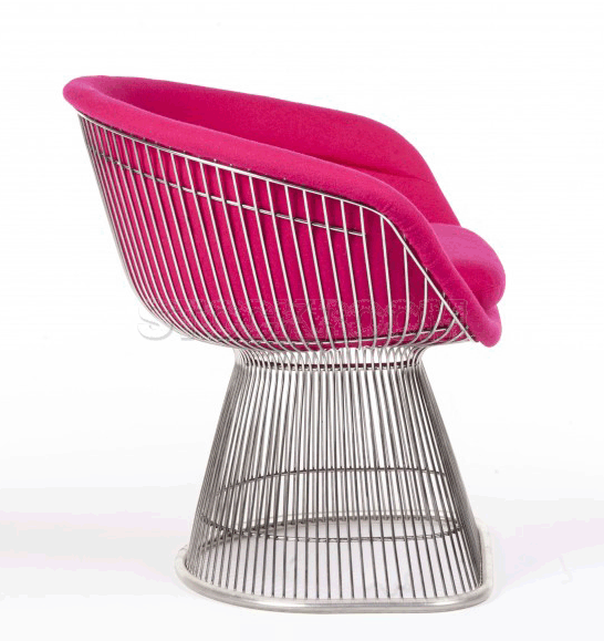 Warren Platner Style Wire Dining Chair upholstered