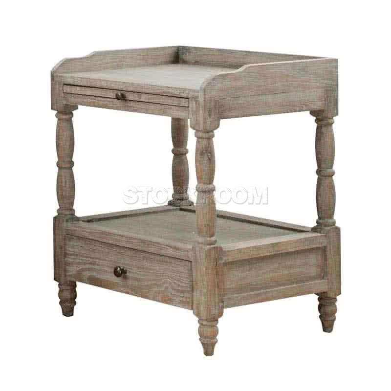 Madeline French Style Solid Wood Bedside Table with Drawer