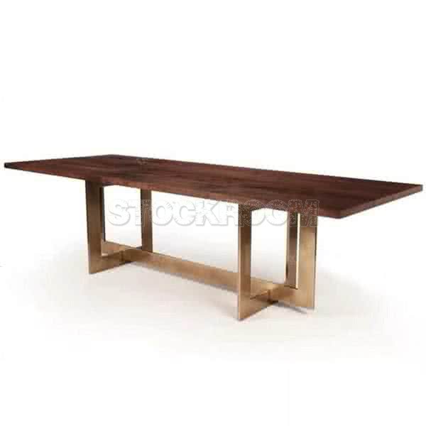 Amaru Industrial Style Solid Oak Wood Dining Table with Metal Base