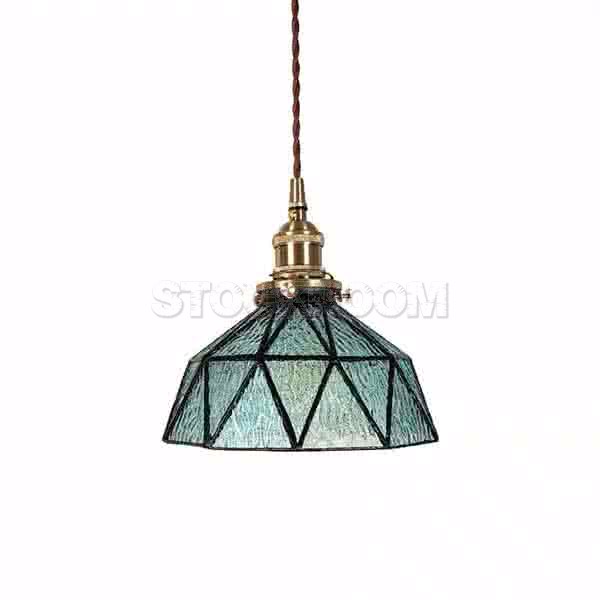 Retro Style Glass Brass Pendant Lamp