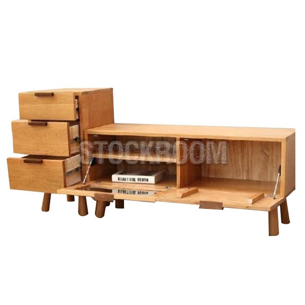 Adam Solid Oak Wood TV Cabinet- 120cm