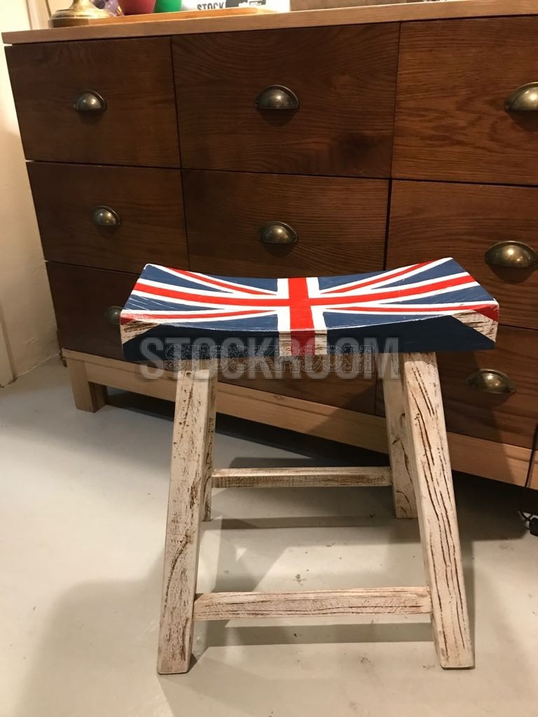 Union Jack Wooden Stool