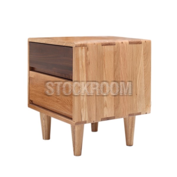 Charon Solid Oak Wood Bedside Table