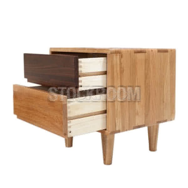 Charon Solid Oak Wood Bedside Table