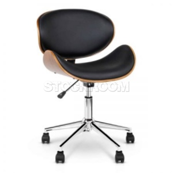 PU Leather Curved Adjustable Office Chair with Back and Seat Cushion