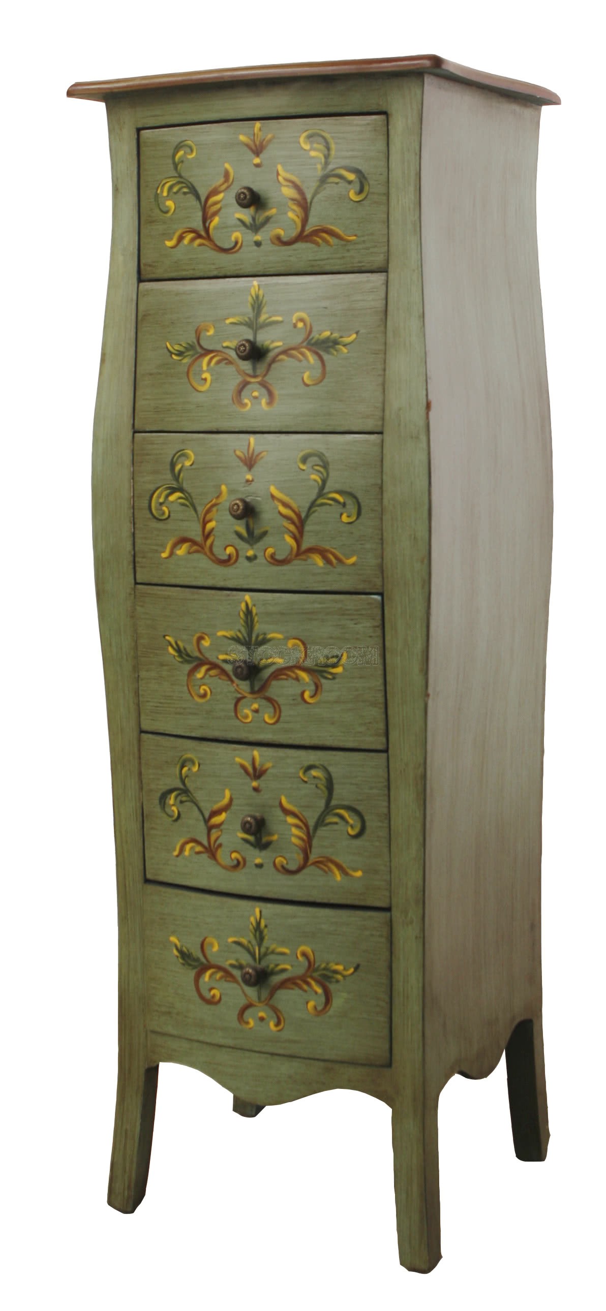 French Style Solid Wood Floral Chest of Drawers