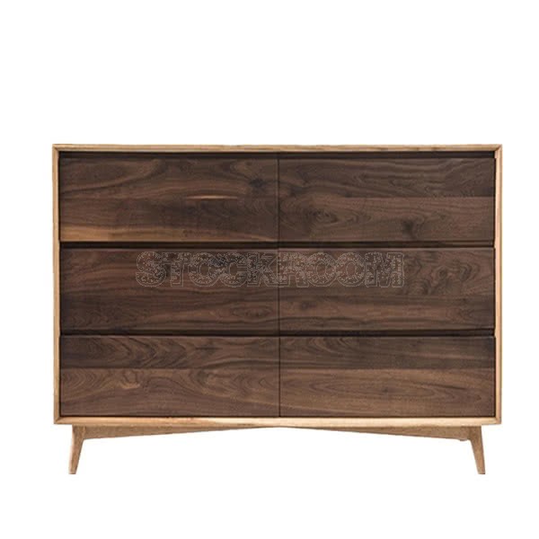 Chanda 6 drawers solid oak wood sideboard