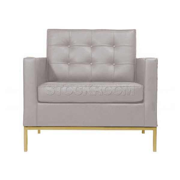 Florence Knoll Style Armchair Brass Base