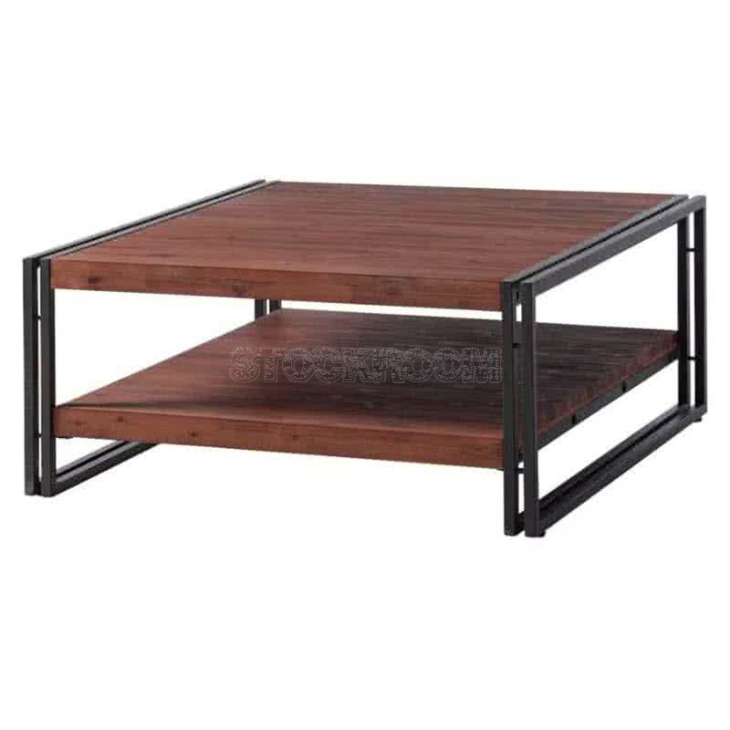 Manhattan Vintage Industrial Style Solid Wood Square Coffee Table by Stockroom