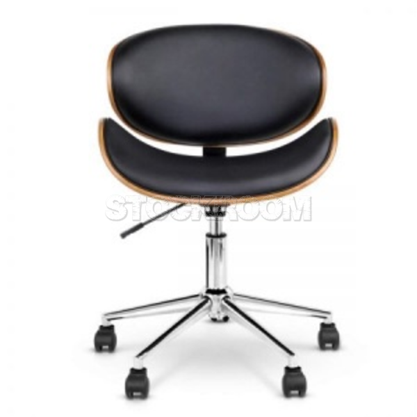 PU Leather Curved Adjustable Office Chair with Back and Seat Cushion