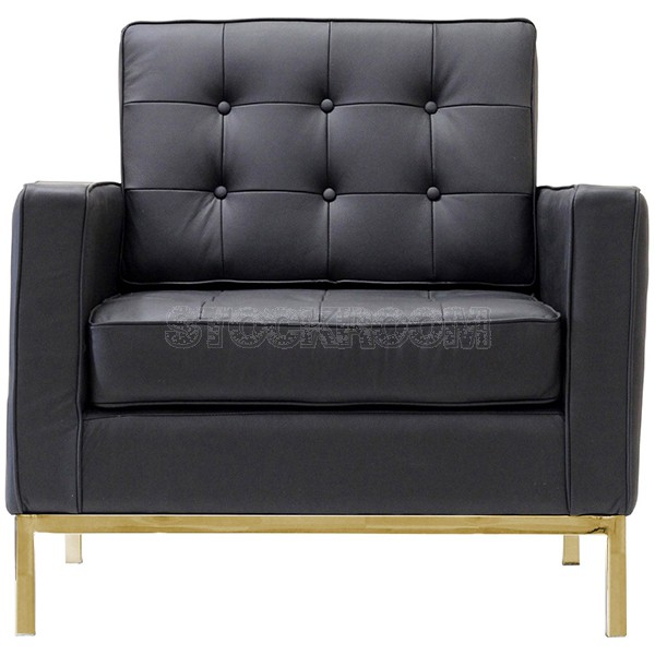 Florence Knoll Style Armchair Brass Base