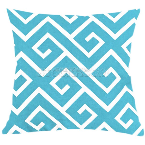 Greek Key Pattern Cushion - Mint Green (In Stock)