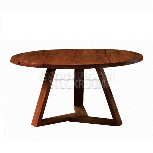 Tripod Solid Recycled Elm Wood Round Dining Table