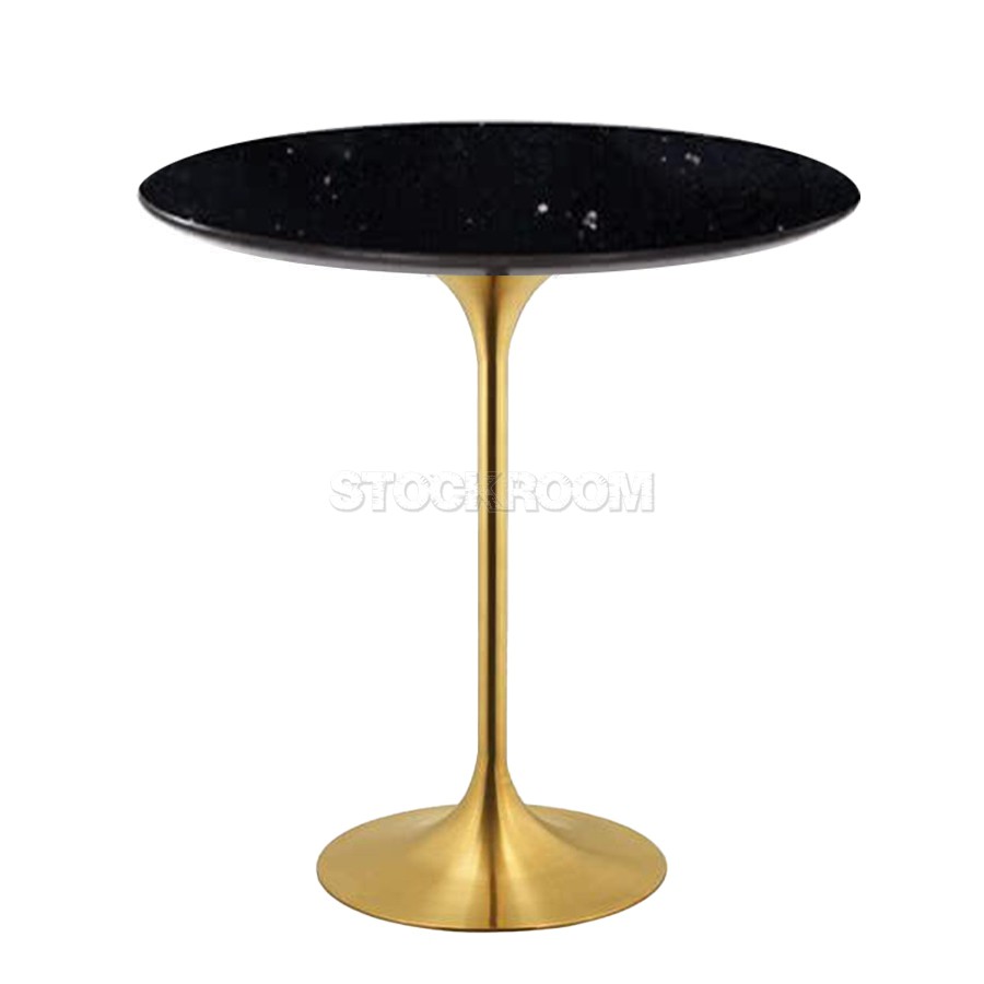 Tulip Style Marble Side Table With Brass Base