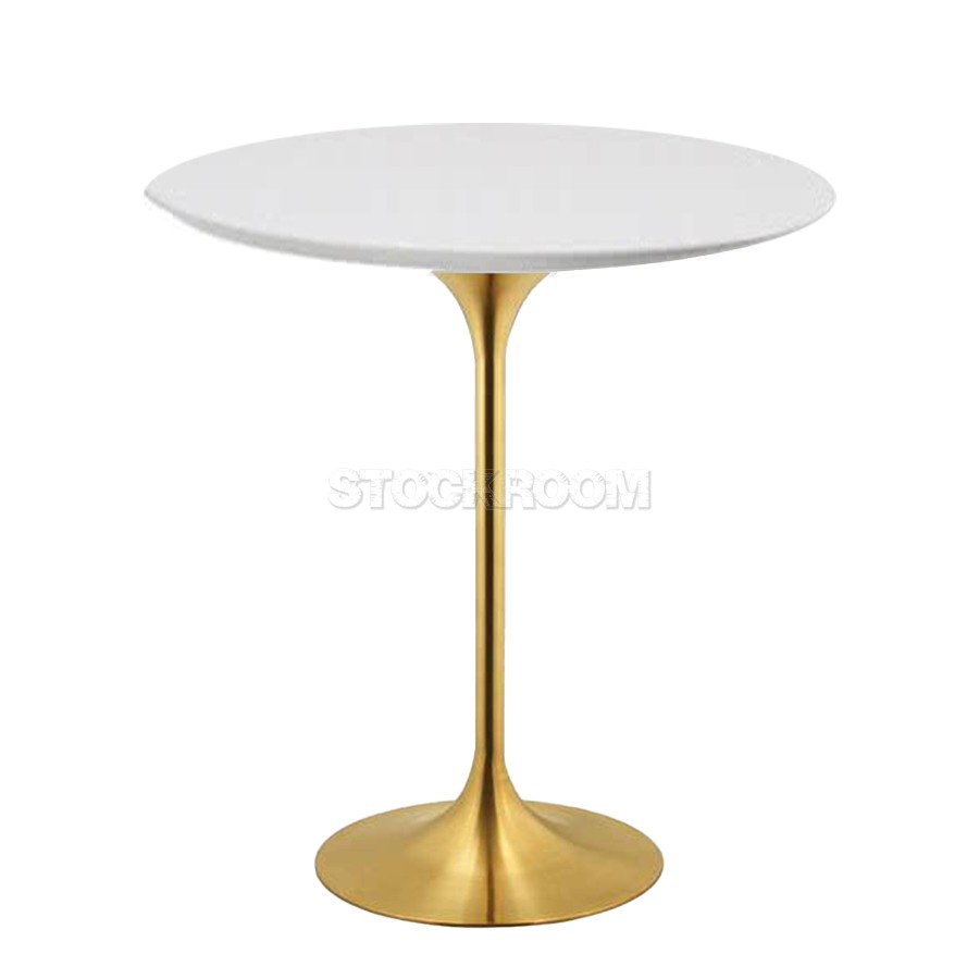 Eero Saarinen Tulip Style Side Table With Brass Base