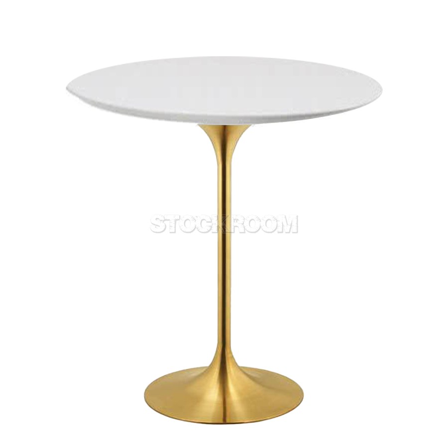 Eero Saarinen Tulip Style Side Table With Brass Base