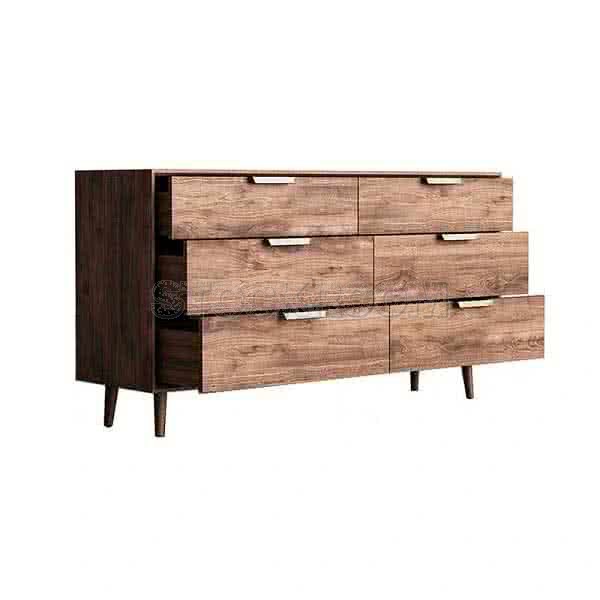 Caldwell Solid Oak Wood Chest Of 6 Drawers 