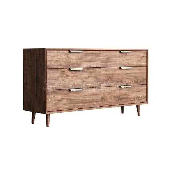 Caldwell Solid Oak Wood Chest Of 6 Drawers 