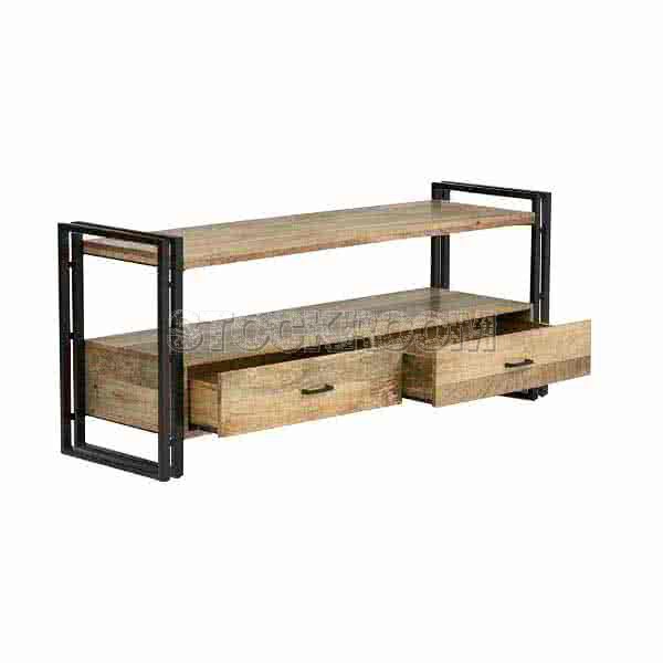 Manhattan 2 Vintage Industrial Style Solid Wood TV Cabinet by Stockroom