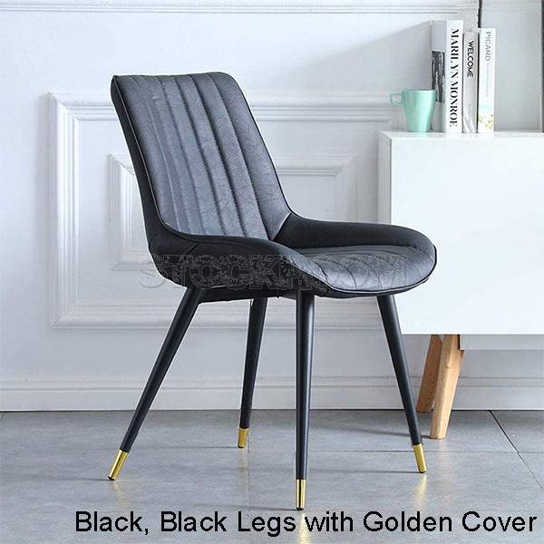 Hille PU Leather Upholstered Dining Chair With Metal Legs