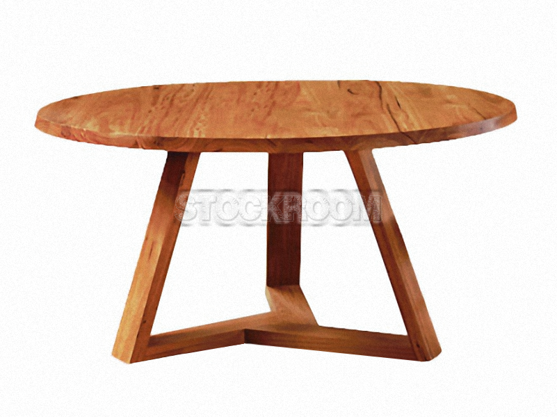 Tripod Solid Recycled Elm Wood Round Dining Table