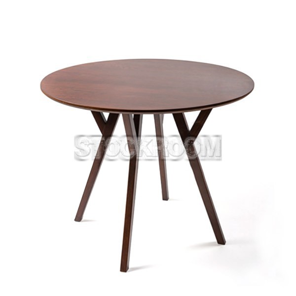 Danko Solid Oak Wood Round Table - Walnut