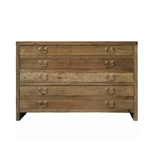 Brookdale Chinese Style Solid Elm Wood 5 Drawers Chest