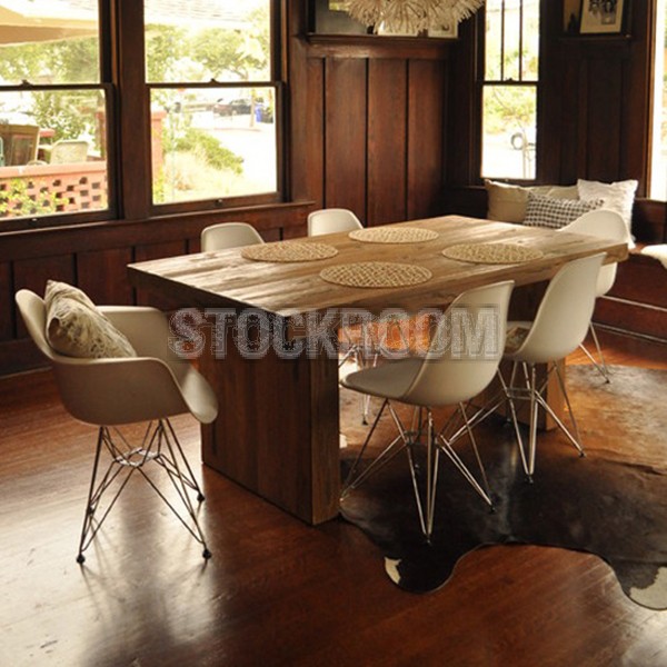 Modern Rustic Recycled Solid Elm Wood Dining Table