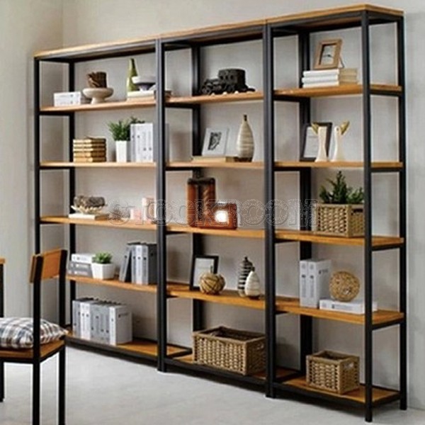 Memphis Industrial Solid Wood Bookshelf