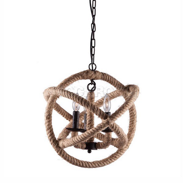 Rustic Rope Pendant Lamp