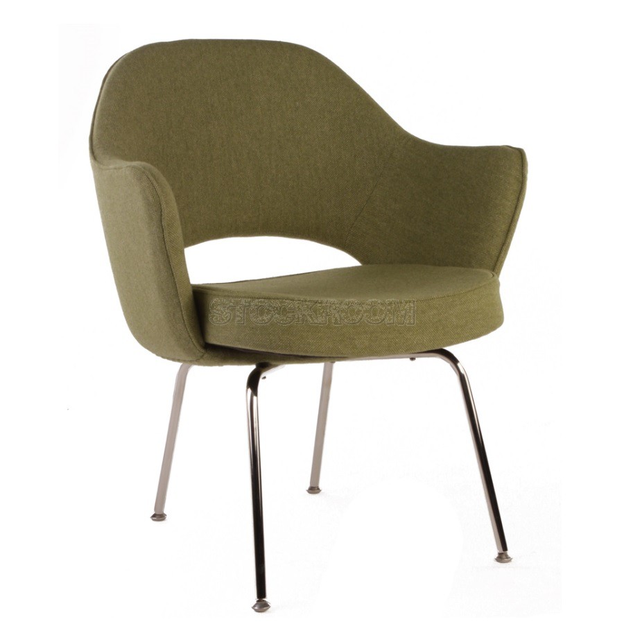 Eero Saarinen Style Executive Fabric ArmChair With Metal Leg
