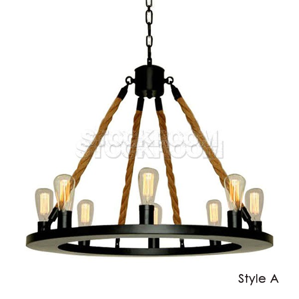 Gaston Loft Style Industrial Rope Pendant Lamp