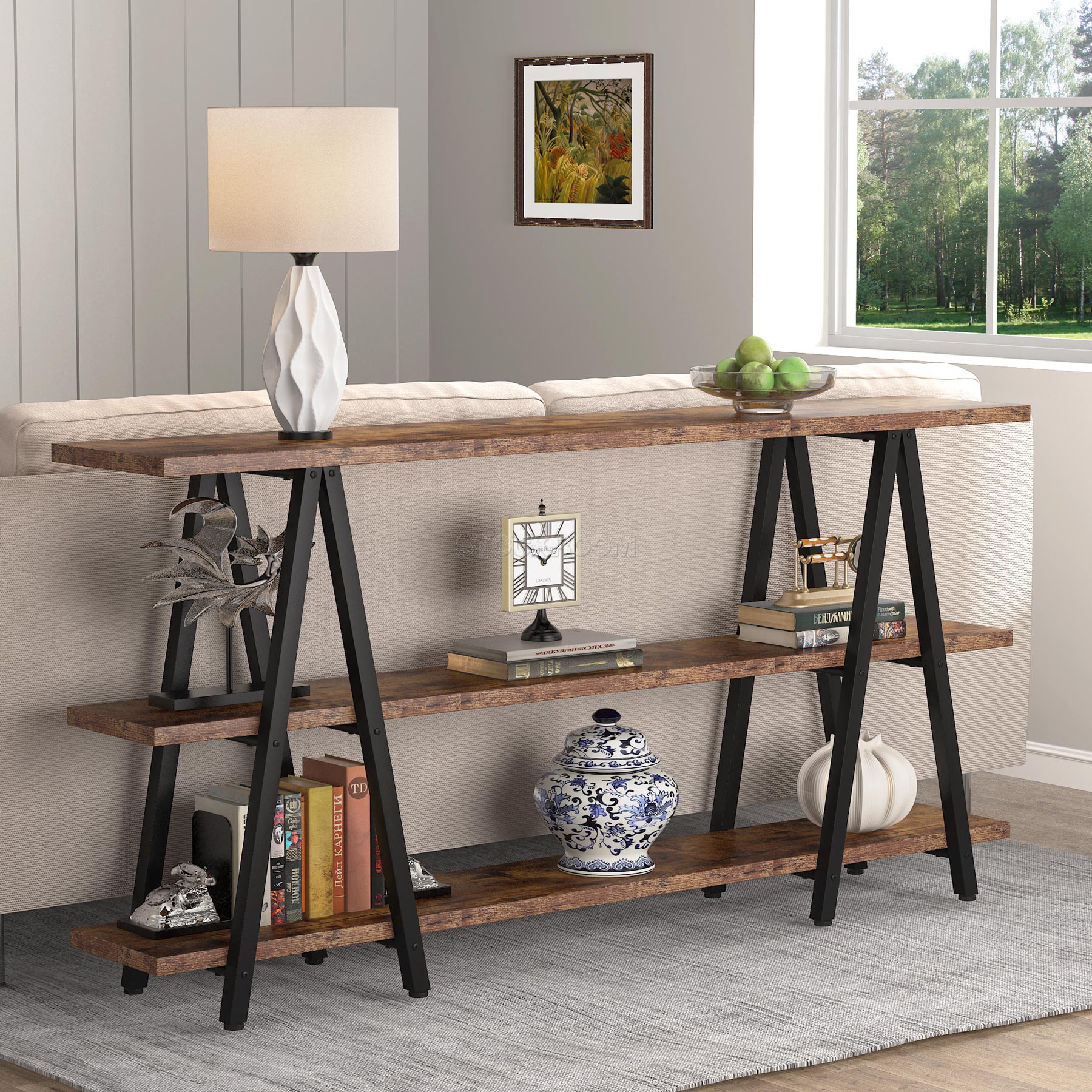 Aiden Industrial Loft Reclaimed Solid Wood console shelves by Stockroom