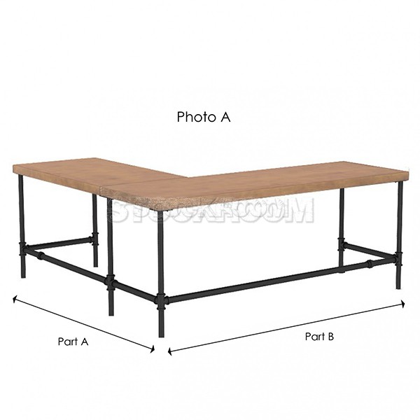 Alenna Industrial Style L-Shaped / Corner Computer Desk By Stockroom