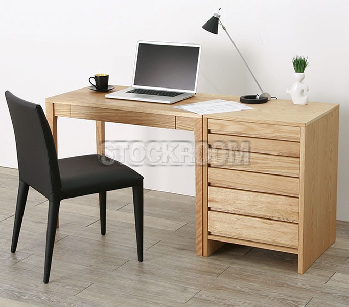Alton Solid Oak Wood Desk with Drawers
