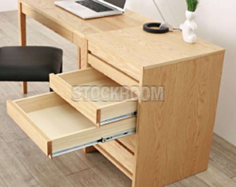 Alton Solid Oak Wood Desk with Drawers