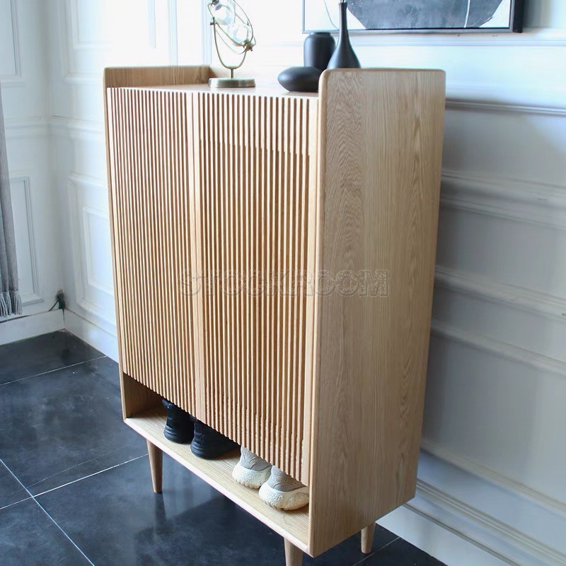 Amelia Solid Oak Wood Shoes Cabinet