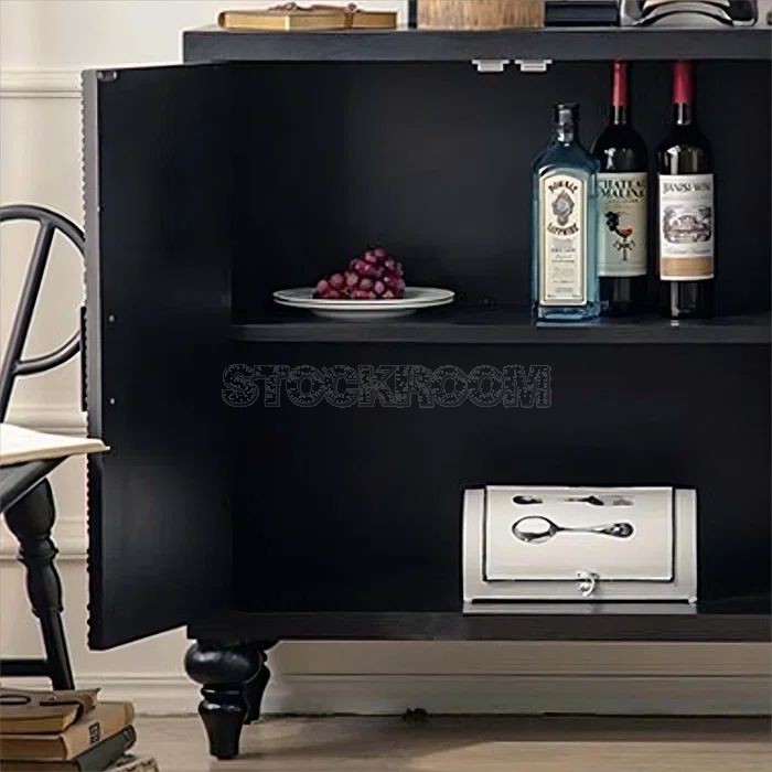 Amelie Rustic Black Solid Wood Sideboard Cabinet / Shoe Cabinet / 3 doors / 4 doors