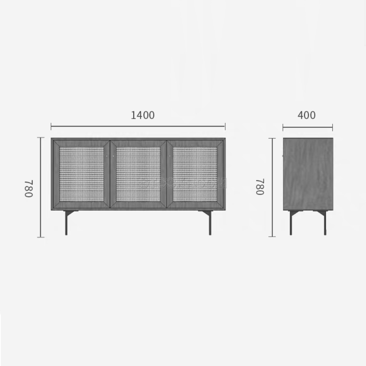 Angelos Style Solid Wood Sideboard / Cabinet