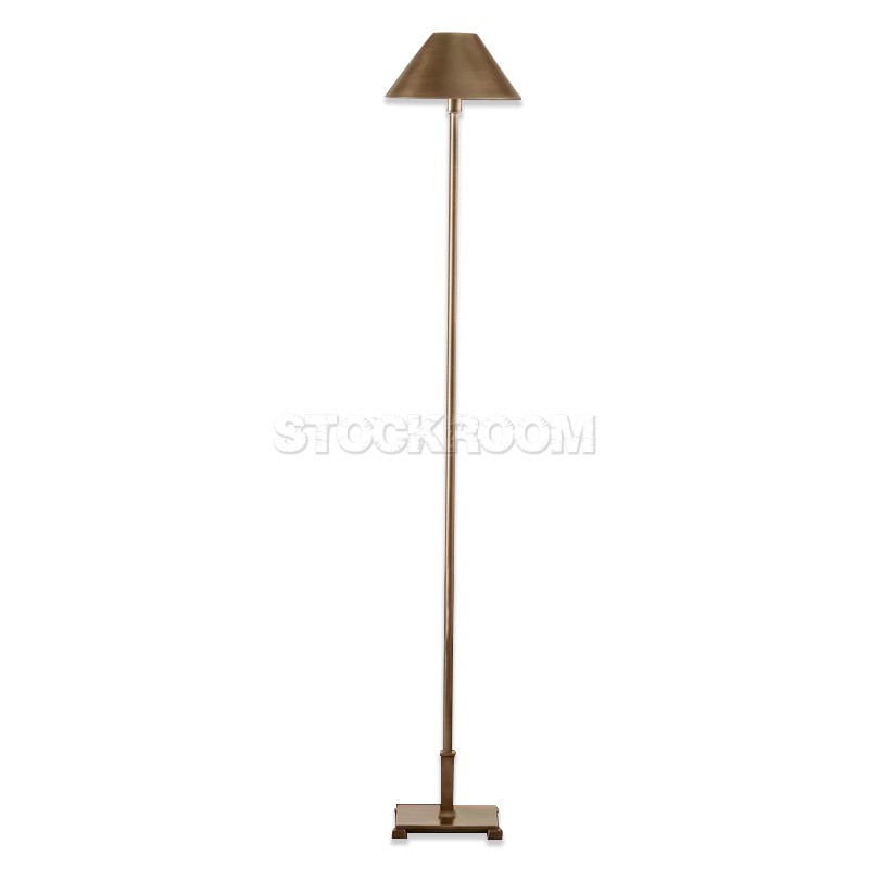 Aria Candlestick Brass Floor Lamp With Metal Shade