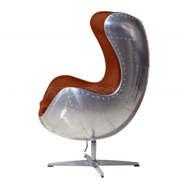 Arne Jacobsen Style Aviator Leather Lounge Chair