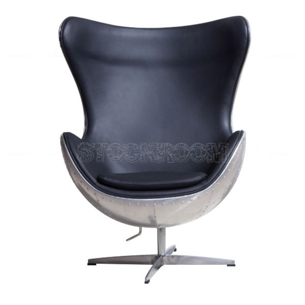 Arne Jacobsen Style Aviator Leather Lounge Chair