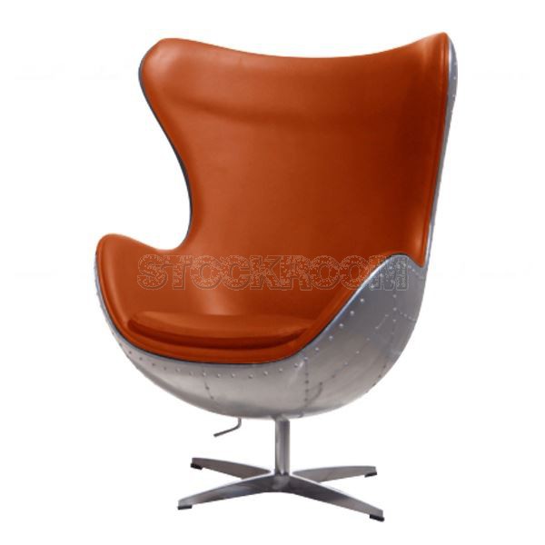 Arne Jacobsen Style Aviator Leather Lounge Chair