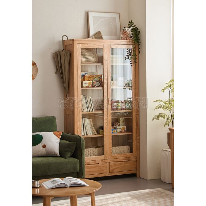 Asann Solid Oak Wood Bookshelf / Bookcase/ Display Cabinet