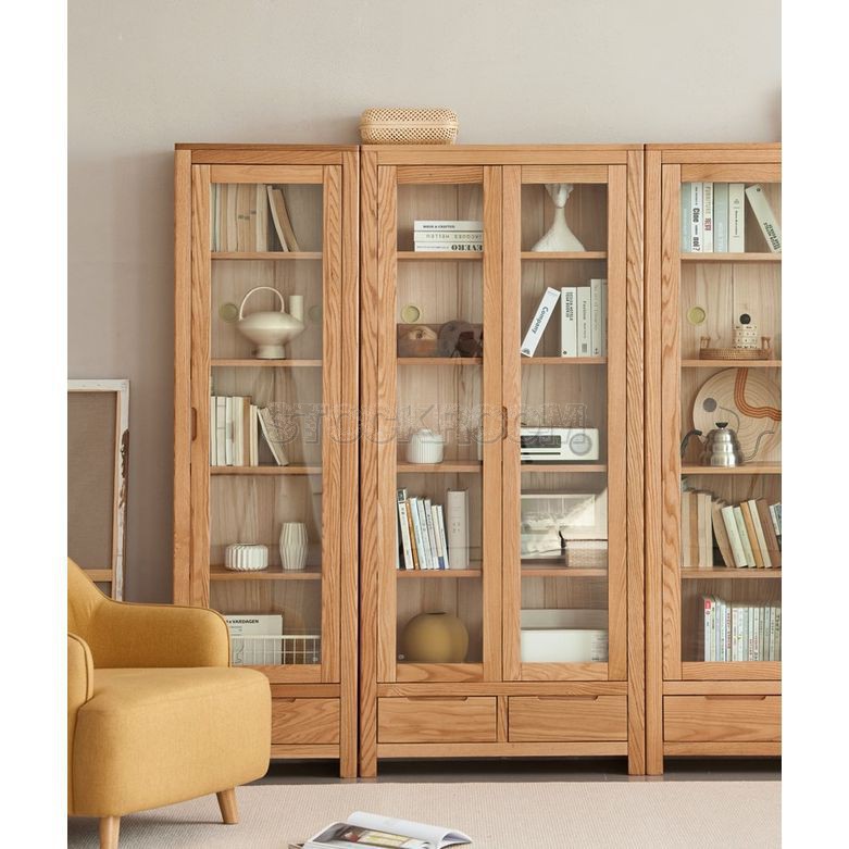 Asann Solid Oak Wood Bookshelf / Bookcase/ Display Cabinet